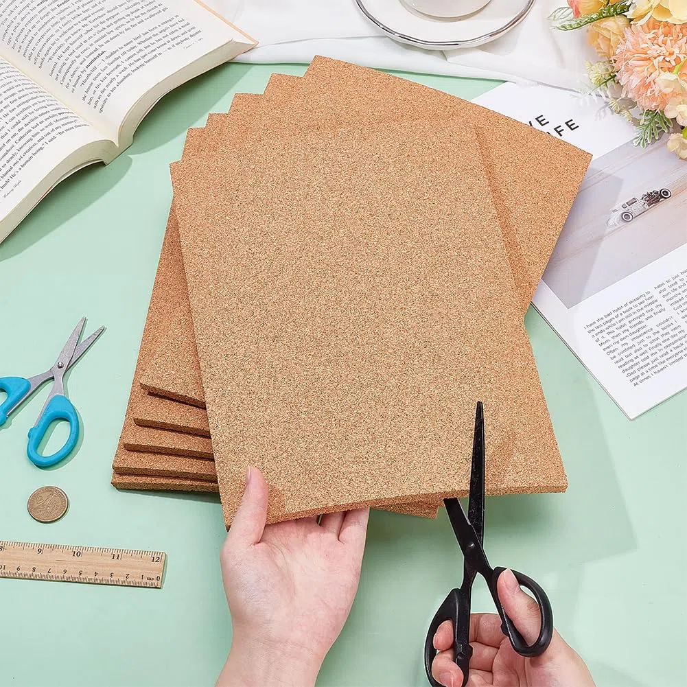 BENECREAT 6 pz Piastrelle Rettangolari In Sughero, Bacheche Quadrate Da 21x30x0.8cm, Bacheca In Sughero per Forniture Espositive per Casa, Scuola e Ufficio