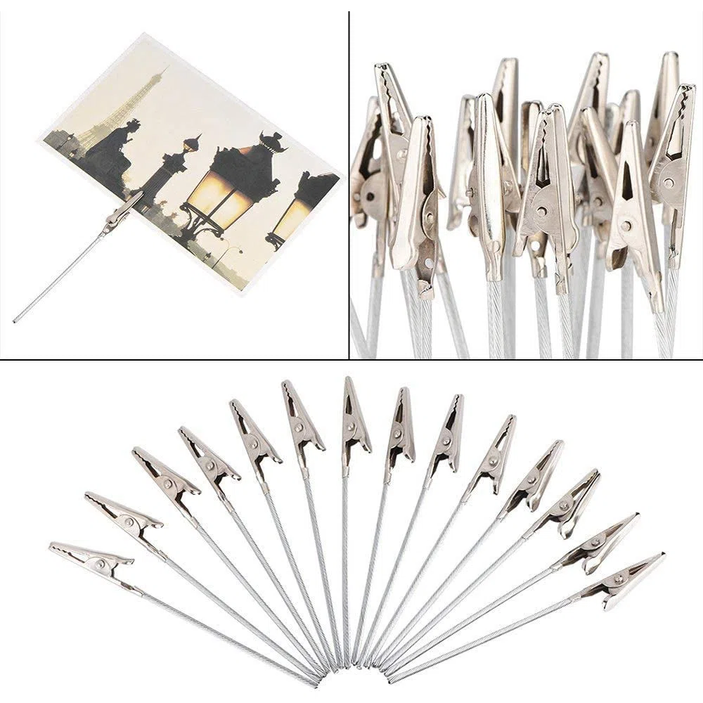 50 clip per foto di Alligatore, pinze a coccodrillo in filo metallico, per note fotografiche, memo clip, argilla, torta, accessori decorazione, decorazione della casa