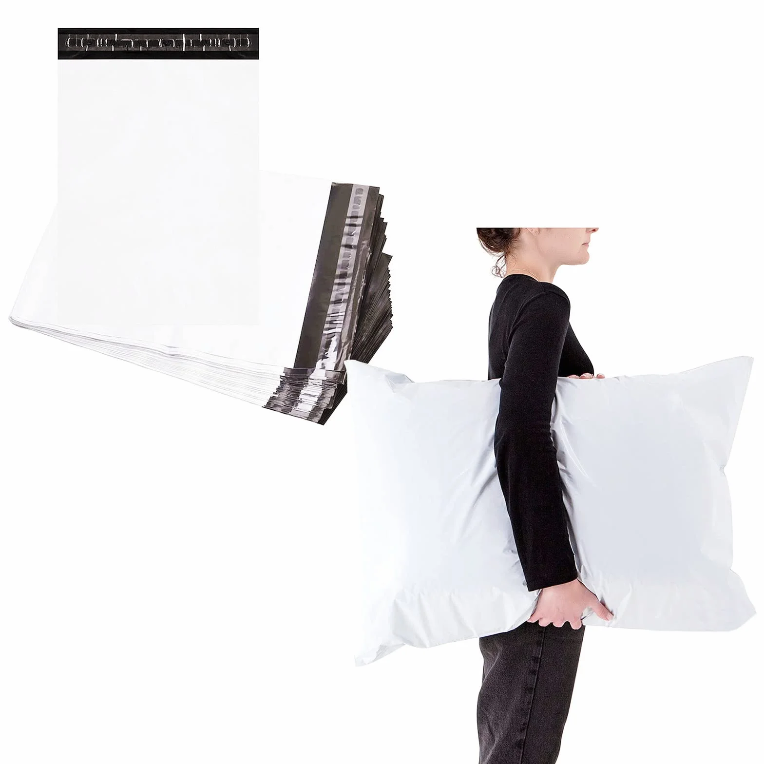 12 pezzi 60x79 cm Sacchetti di plastica per spedizioni bianchi, sacchetti per spedizione di abbigliamento grande, sacchetti autoadesivi in polietilene impermeabili per pacchi da spedizione, sacchetti