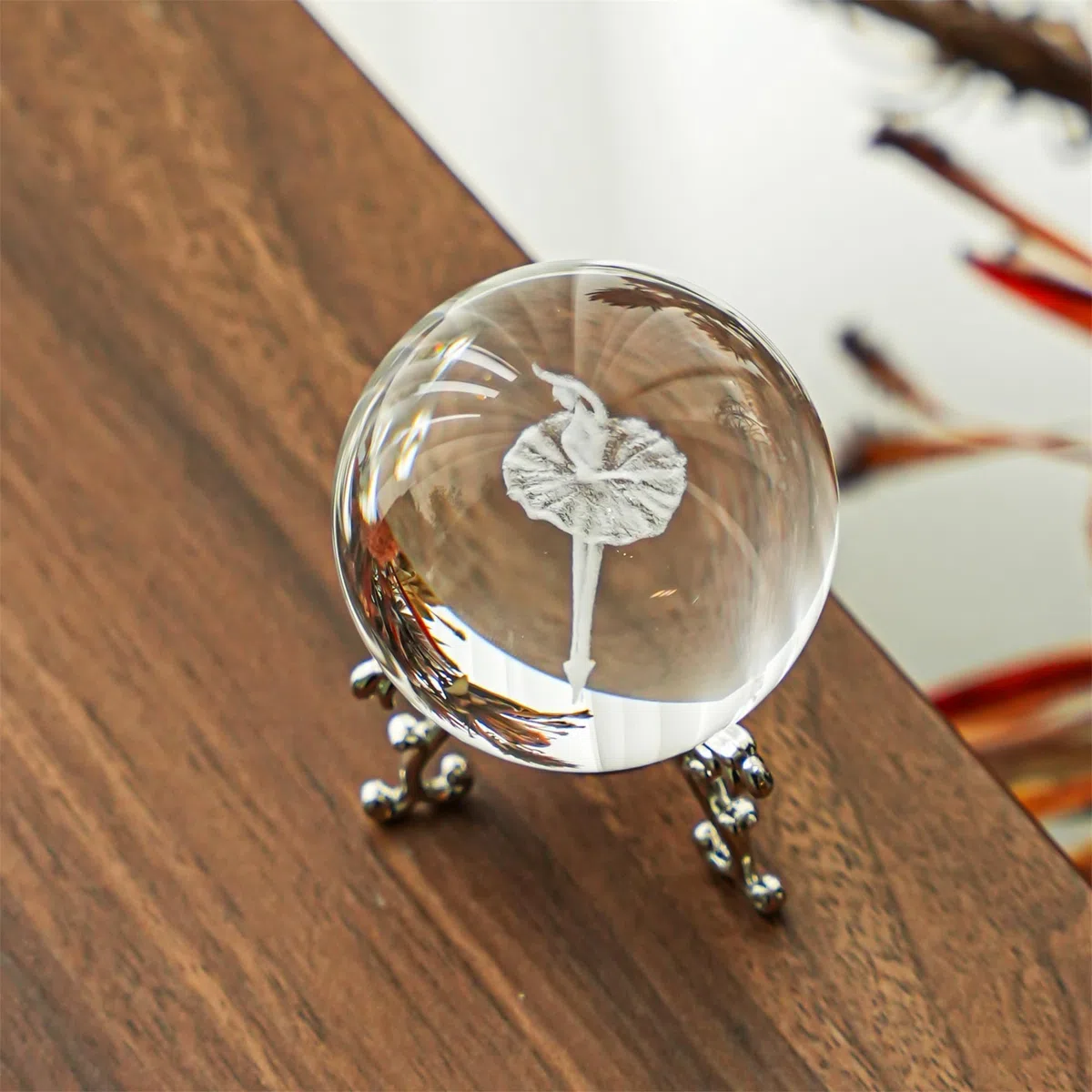 HDCRYSTALGIFTS Ballerina con incisione laser 3D, sfera di cristallo, fermacarte, elegante ballerina, ragazza, palla di vetro, decorazione per la casa (60 mm, 6,1 cm)