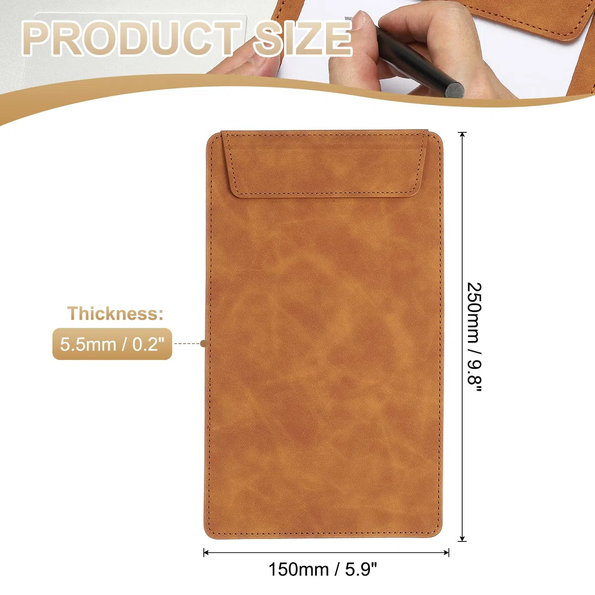 PATIKIL A5 Portablocco In Pelle PU, 6"x10" Cartelletta Magnetica Per Ufficio Con Portapenne, Organizzatore Per Documenti, Tavoletta Per Scrittura, Marrone