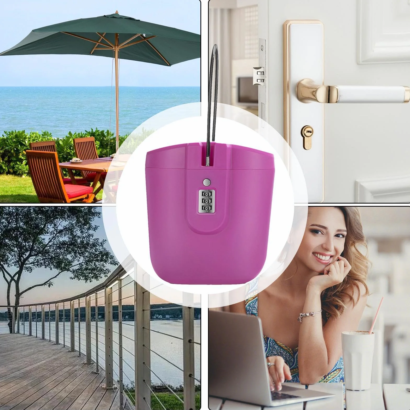 GENERIC Cassetta Di Sicurezza Da Viaggio E Da Spiaggia, Cassaforte Portatile Impermeabile Con Serratura A Chiave E Maniglia Per Cavo Rimovibile, 2 Litri