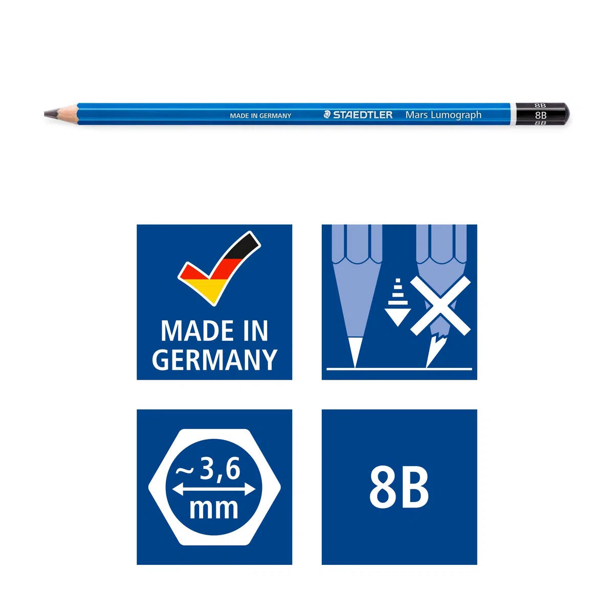 STAEDTLER matite Mars Lumograph, confezione da 12 matite da disegno, gradazione 8B, alta qualità e resistenza, 100-8B