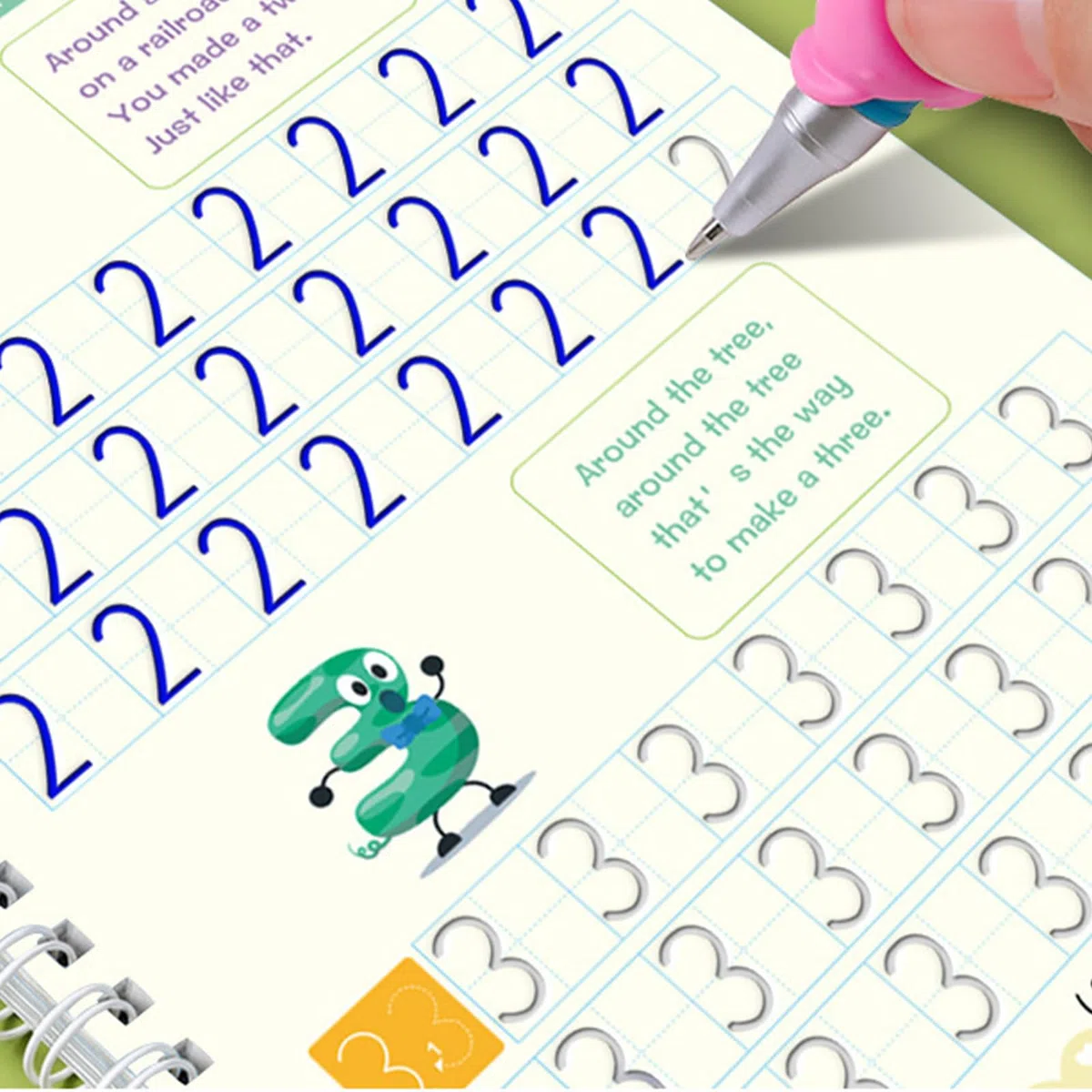 Cartelle di lavoro di scrittura a mano scanalate riutilizzabili | Libri magici per bambini per esercitarsi a scrivere | Libro di copie per bambini e studenti, attività di apprendimento prescolare