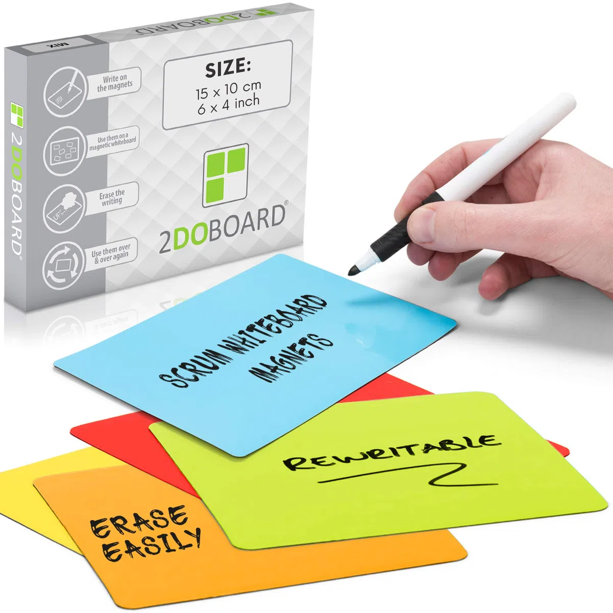 Etichette Magnetiche Scrivibili - 15 x 10 cm Calamite Colorate - 25 pezzi – Scrum Cards - Kanban Board, Scrum Board o Lavagna Magnetica per Frigorifero (Mix - 5 colori)