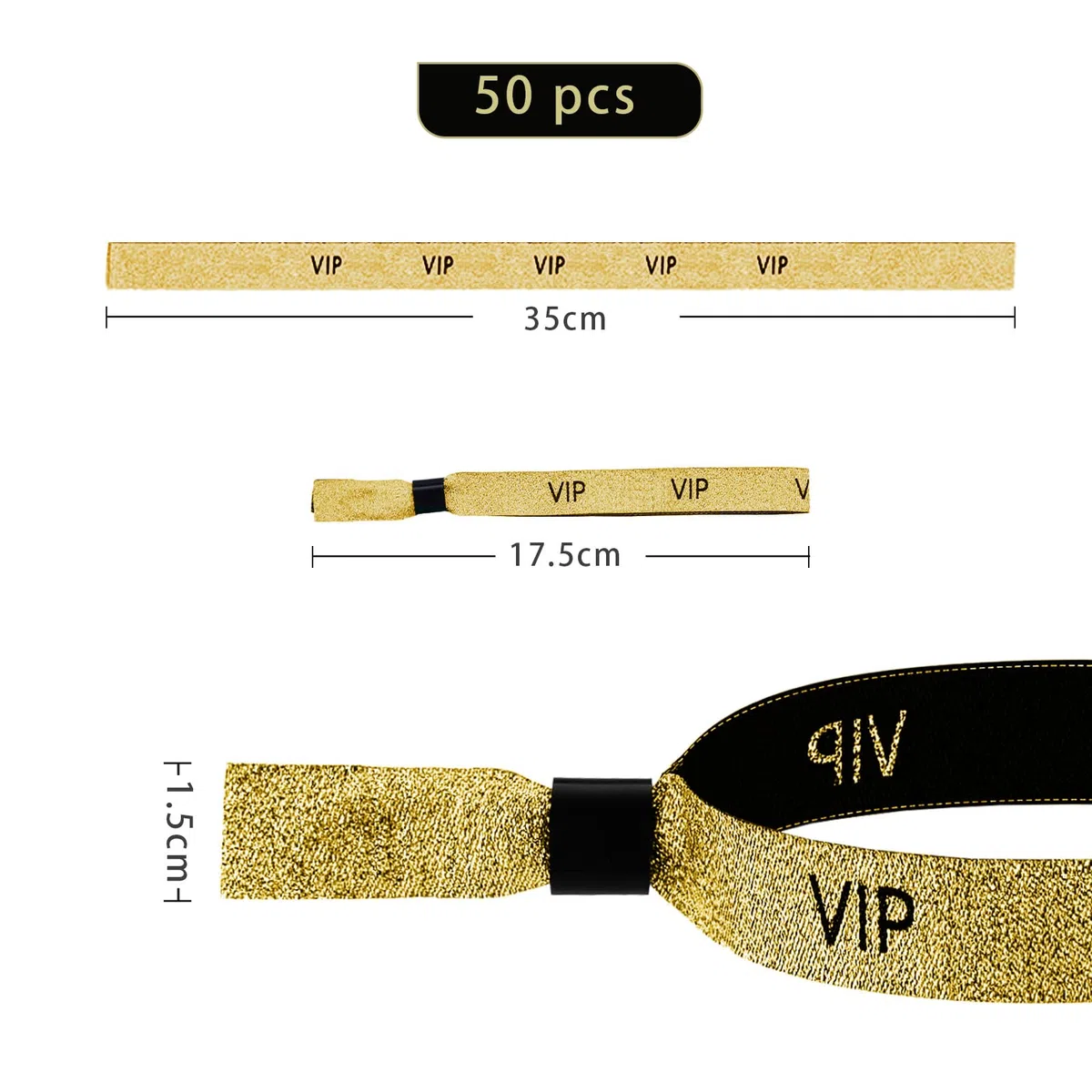 50 braccialetti in tessuto VIP, per feste, feste, festival, braccialetti in tessuto per eventi, concerti, matrimoni, bar (50)