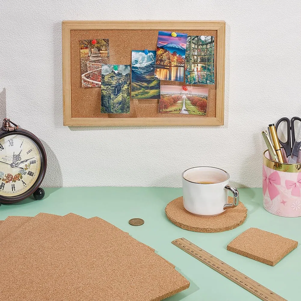 BENECREAT 6 pz Piastrelle Rettangolari In Sughero, Bacheche Quadrate Da 21x30x0.8cm, Bacheca In Sughero per Forniture Espositive per Casa, Scuola e Ufficio