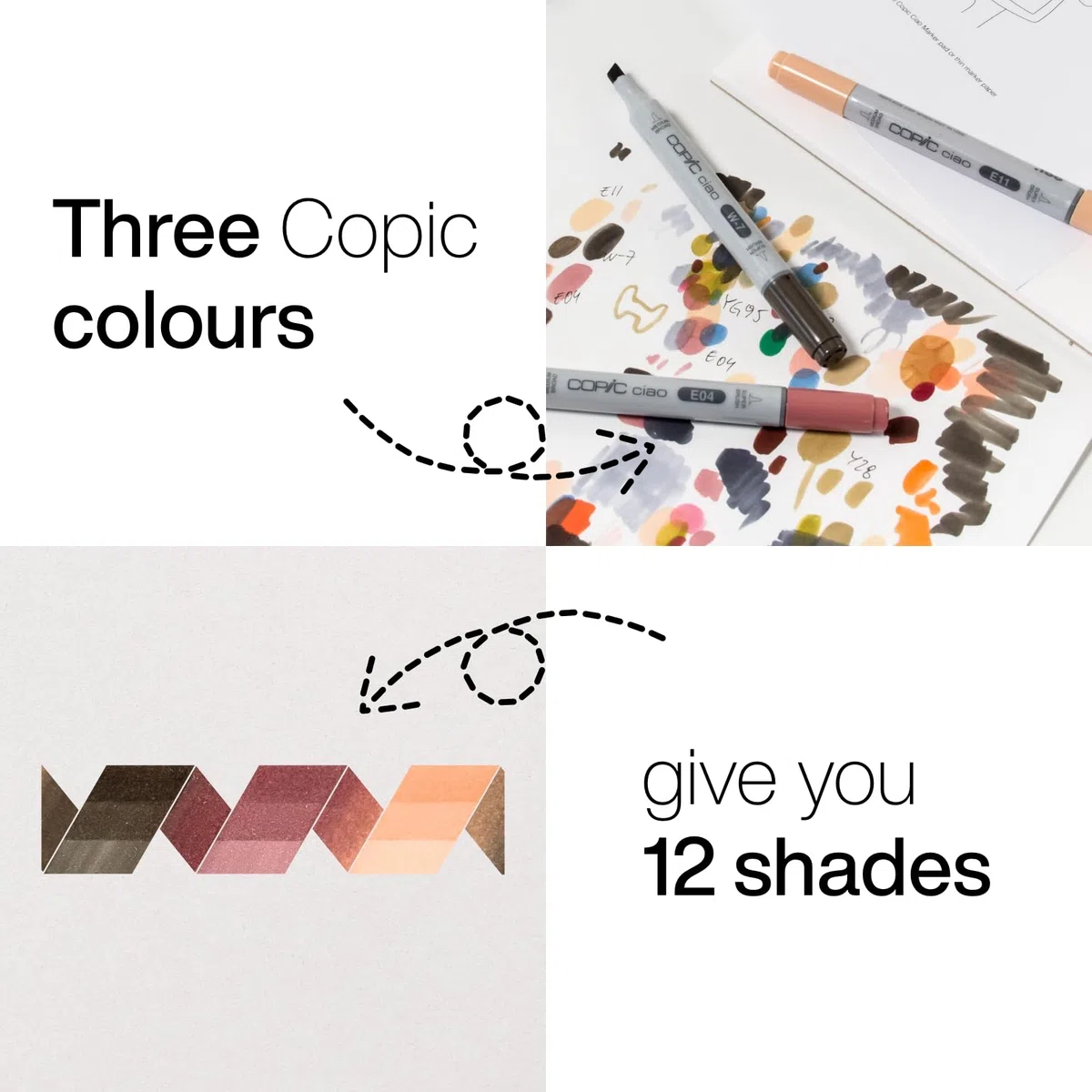 Copic Ciao LAYER & MIX - Set di pennarelli caldi con 3 diversi colori, evidenziatore layout con una punta media e una spazzola
