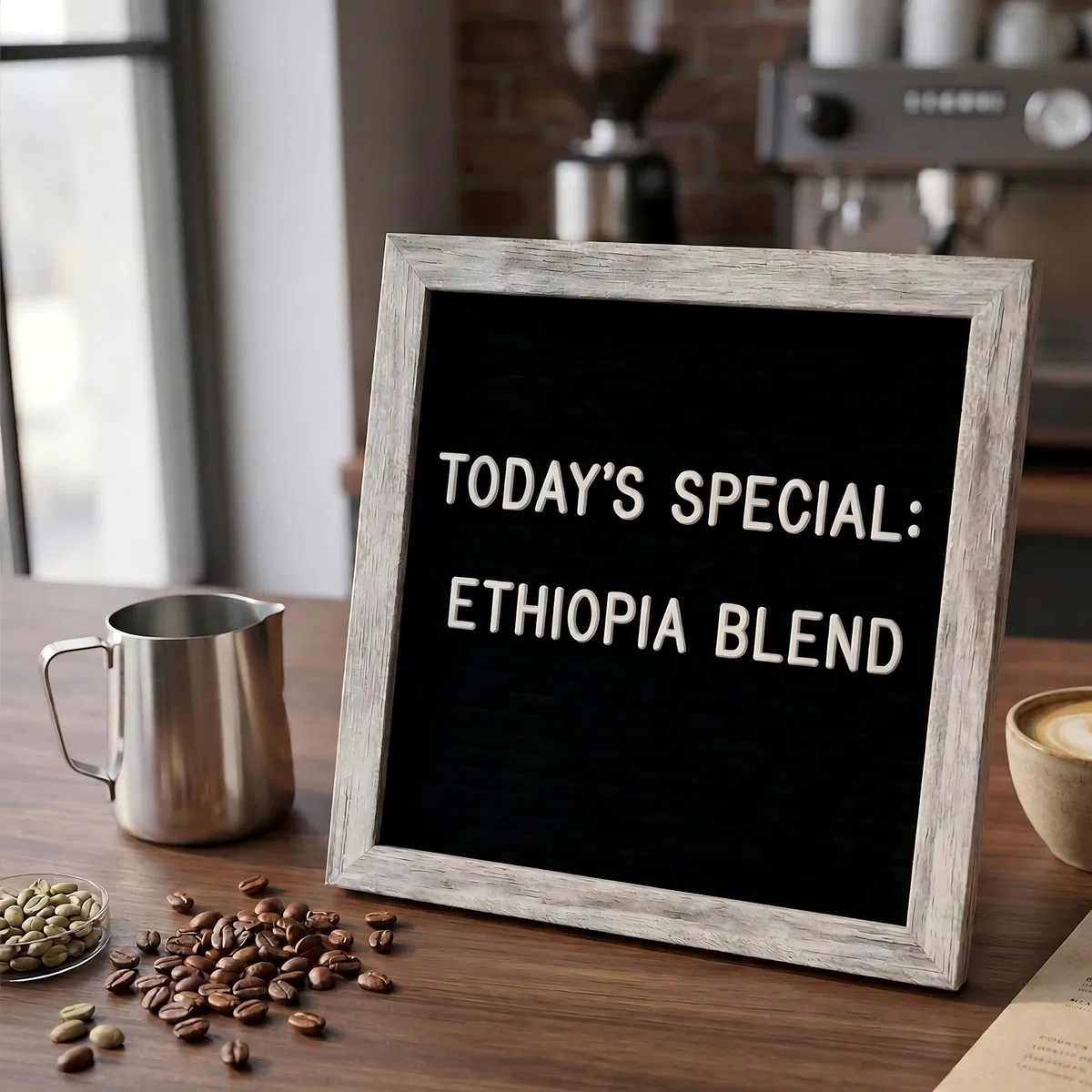 Lavagna in Feltro con Lettere 25,4 x 25,4 cm, Letter Board Rustic Black per Ingresso Casa, Mensola Camino, Coffee Bar, Daily Special e Arredo Soggiorno
