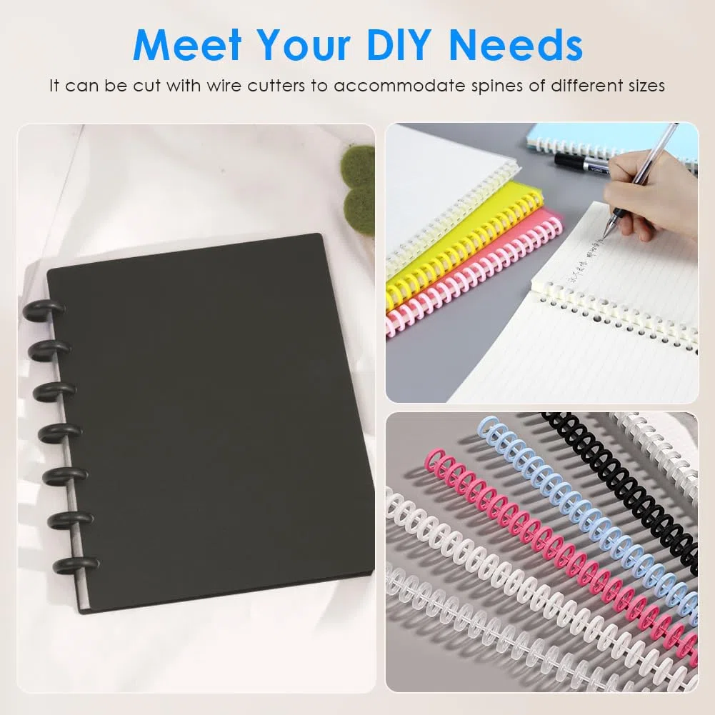 GORGECRAFT 12pz Dorsi di Rilegatura 30 Anelli Bobina di Plastica Nera Macchina Filo Doppia Spirale Rifilabile Rilegatura di Libri Aggiunta di Pagine per Insegnante Studente Documento Quaderno 12mm