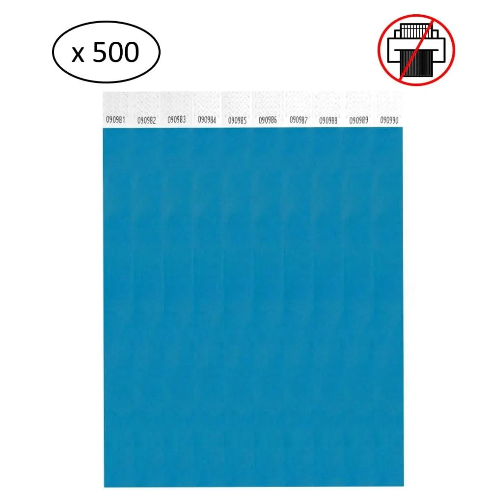 iboo 500 Braccialetti Blu Chiaro in Carta Tyvek per il Controllo e la Sicurezza - Eventi, Feste, Festival e Viaggi - Braccialetti d'Ingresso di Identificazione