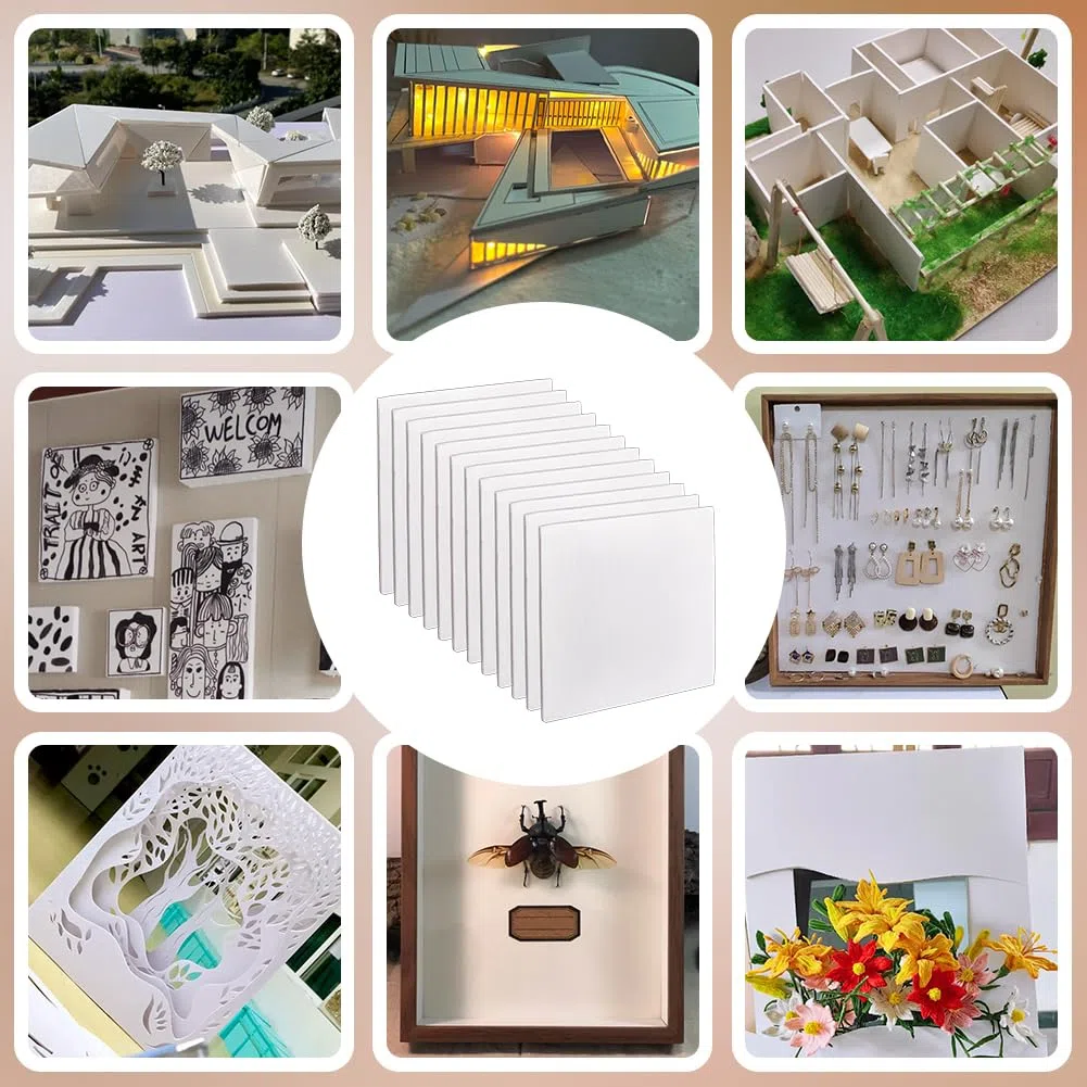 OLYCRAFT 12 pz Pannello In Schiuma Bianca Da 20x20cm Pannello con Anima In Schiuma per Artigianato 5mm di Spessore Pannello In Schiuma In PVC con Anima Bianca Fogli Tappetino Pannelli per Poster