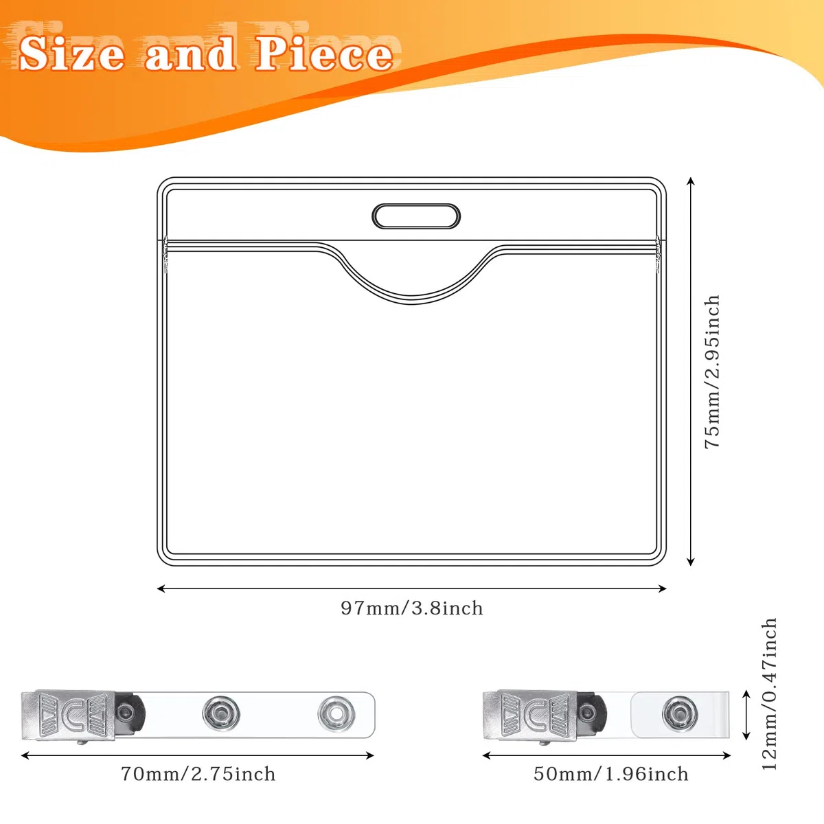 HIMOMO 50 Pcs Porta Badge con Clip, Impermeabili Plastica PVC Trasparente Porta Cartellino Carte d'Identità Supporti Nome Porta Tesserino per College, Conferenze, Ufficio