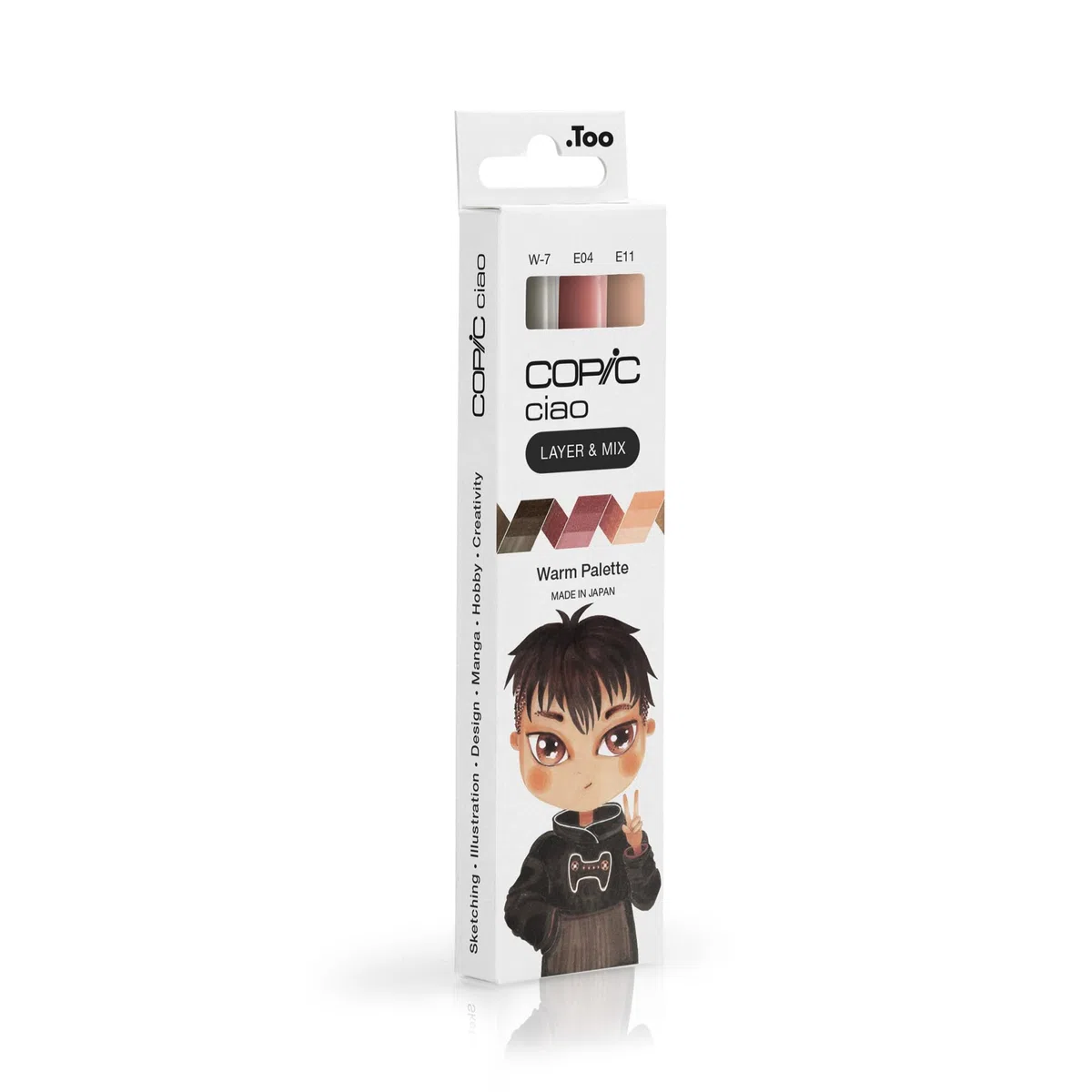Copic Ciao LAYER & MIX - Set di pennarelli caldi con 3 diversi colori, evidenziatore layout con una punta media e una spazzola