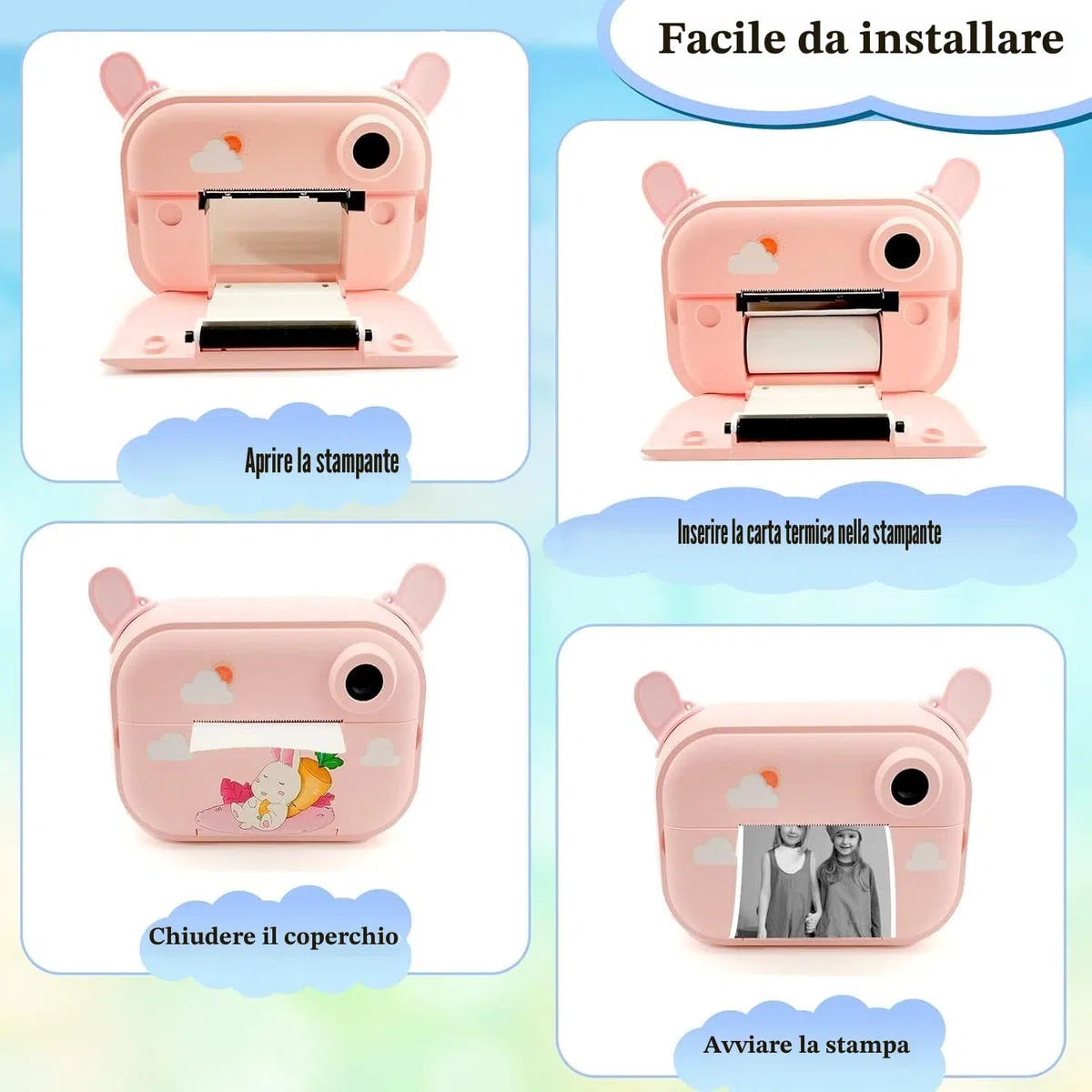 20 Rotoli Carta per Stampante Termica, Carta per Mini Stampante Adesivi, Stampa Istantanea Carta Termica, Etichette Adesive Stampabili Autoadesive, per tutte le mini fotocamere(57 x 25 mm)