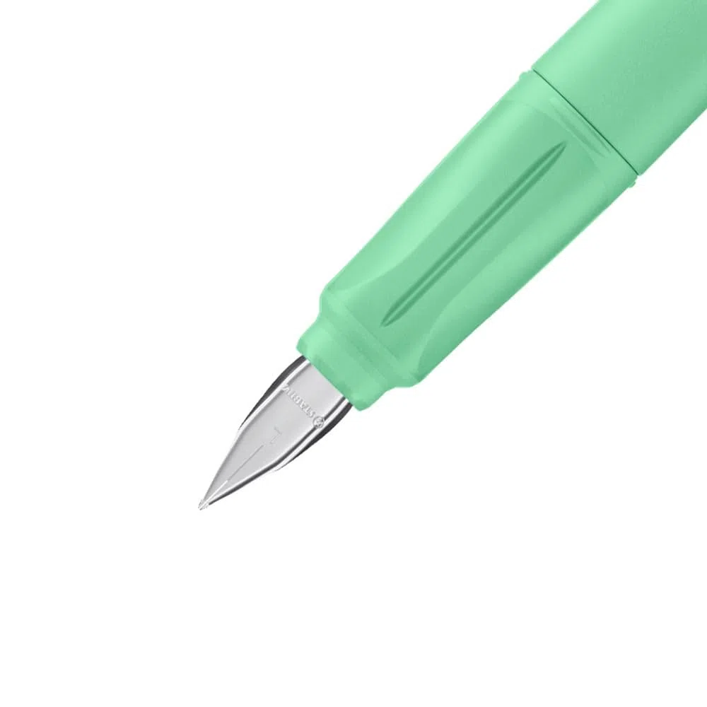 STABILO EASYbuddy - Penna Stilografica Ergonomica per Bambini - Verde Menta - Punta Mancini - Cartuccia Blu inclusa