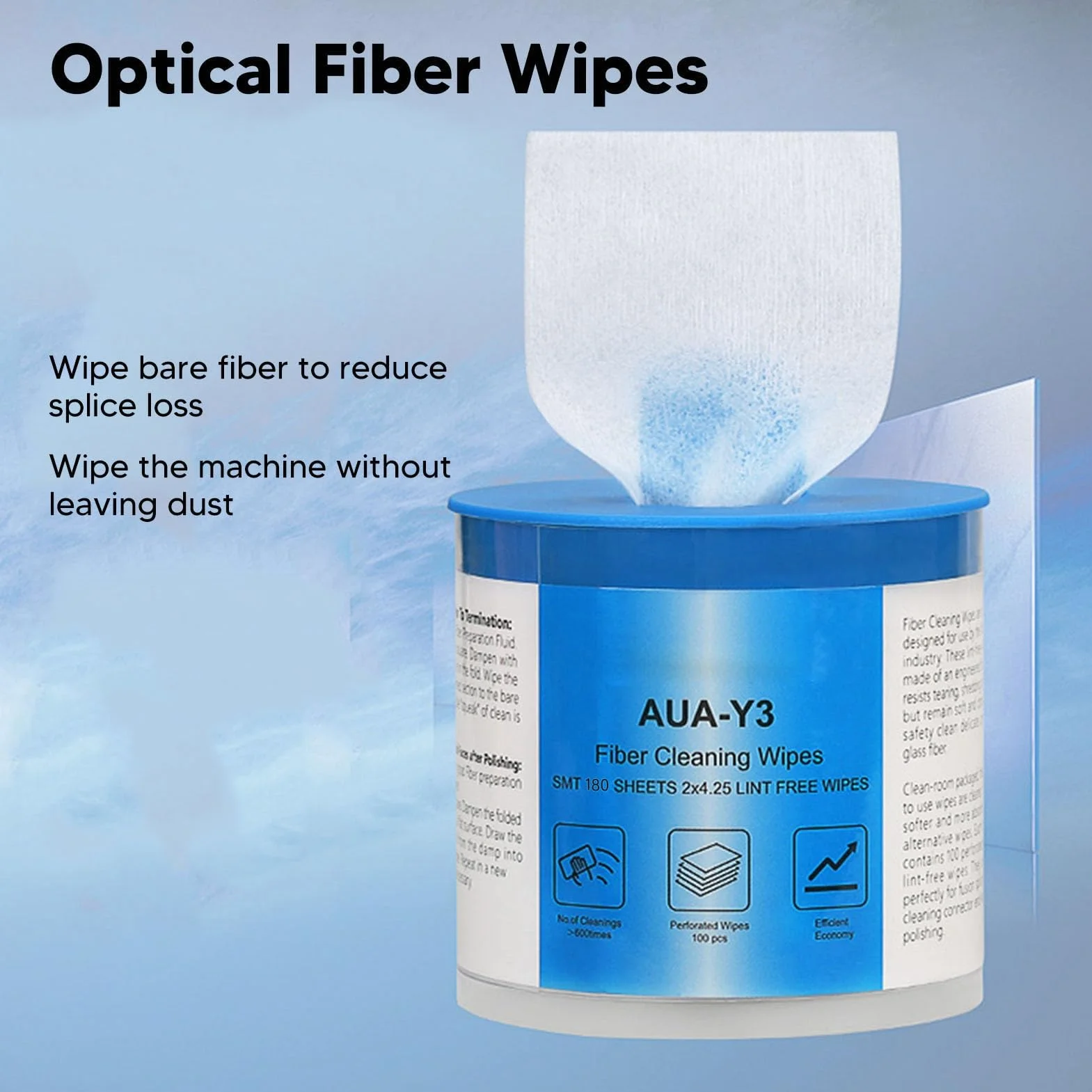 Salviette Detergenti per Fibra, Salviette Pulite per Fibra Ottica, 180 Pezzi Strumento per Salviette per Connettori in Fibra Ottica
