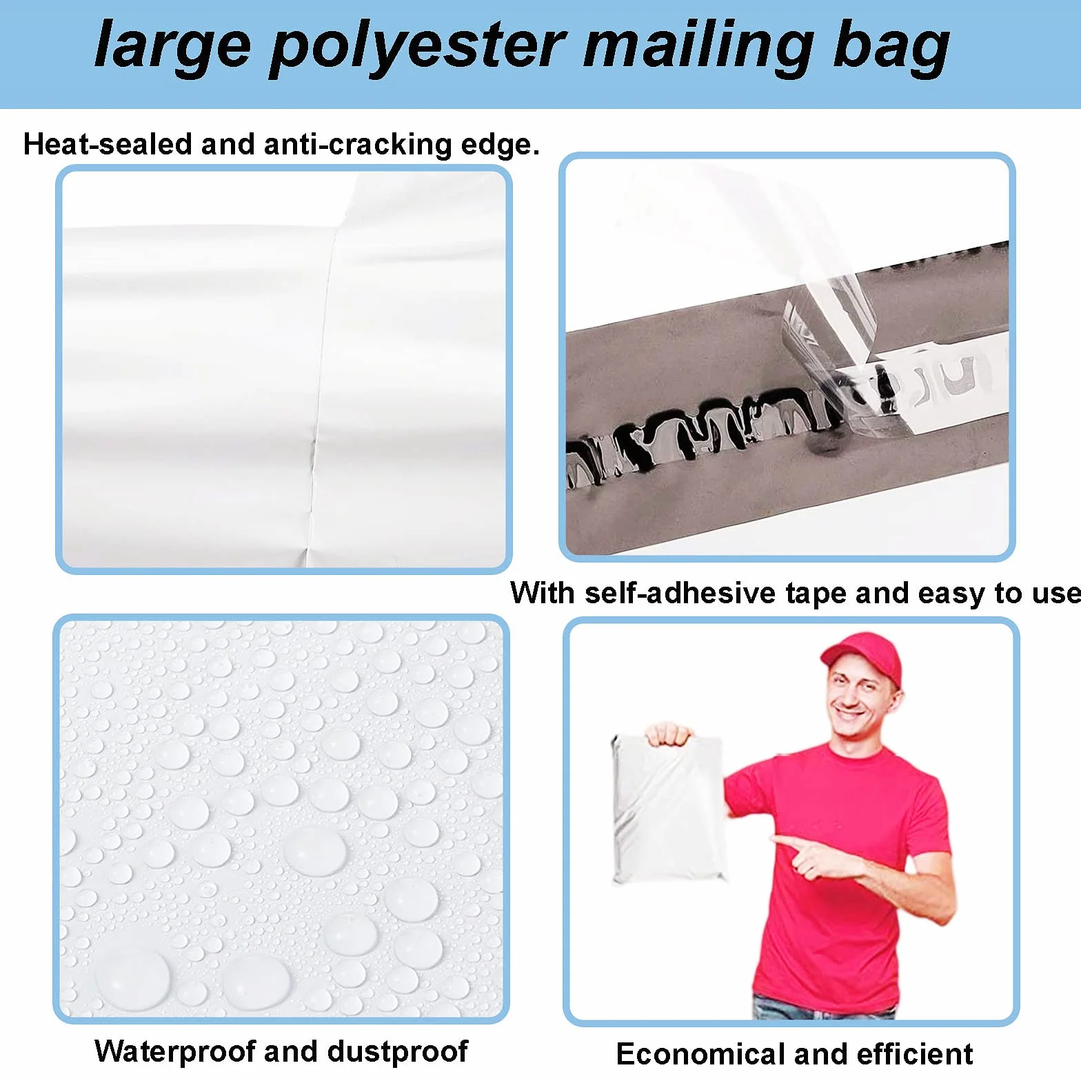 12 pezzi 60x79 cm Sacchetti di plastica per spedizioni bianchi, sacchetti per spedizione di abbigliamento grande, sacchetti autoadesivi in polietilene impermeabili per pacchi da spedizione, sacchetti