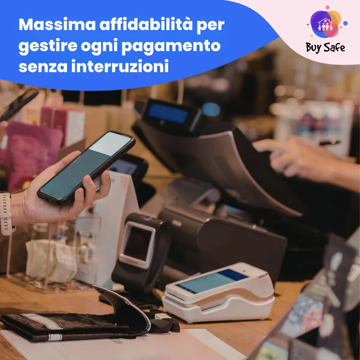 BUY SAFE 20 Rotoli Pos Universali in Carta Termica di Alta Qualità BPA Free, Rotoli Pos 57x20 metri Compatibili Con Dispositivi di Pagamento Fissi e Mobili, Made in Italy
