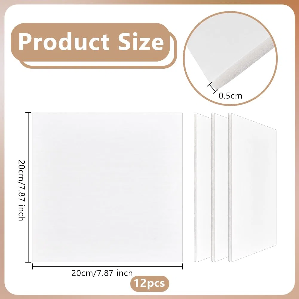 OLYCRAFT 12 pz Pannello In Schiuma Bianca Da 20x20cm Pannello con Anima In Schiuma per Artigianato 5mm di Spessore Pannello In Schiuma In PVC con Anima Bianca Fogli Tappetino Pannelli per Poster