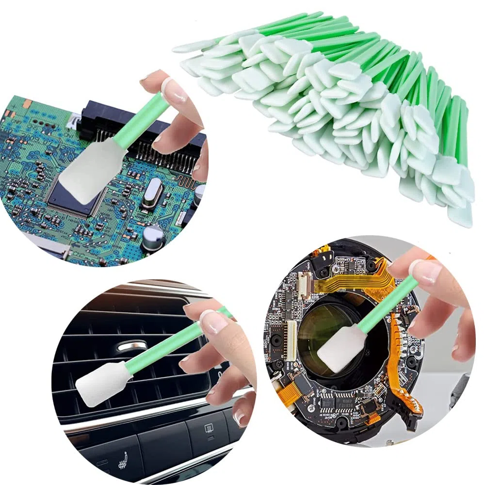 100 Pezzi Tamponi di Pulizia,Bastoncini Per La Pulizia Della Schiuma,Spugne per Tamponi di Pulizia Rettangolari per Fotocamera,Stampante a Getto D'inchiostro