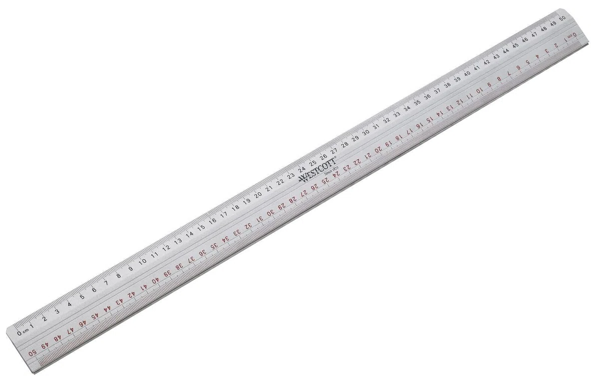 Westcott E-10113 00 Righello da taglio con bordo in metallo, 50 cm, argento