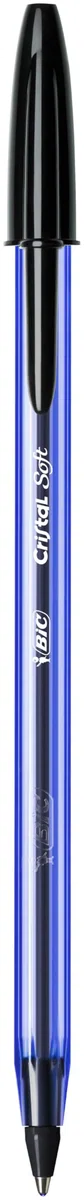 BIC Penne Nere a Sfera, Cristal Soft, Punta Media (1.2 mm), Confezione da 50, Fornitura Cancelleria Scuola e Ufficio
