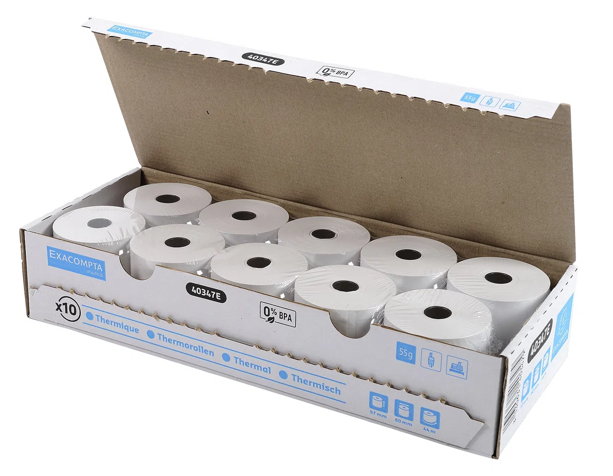 Exacompta - Ref 40347E - Rotolo di carta di credito e registratore di cassa (confezione da rotoli) - 57 mm di larghezza x 44 m di lunghezza, adatto per negozi, chioschi, caffè, ristoranti, pagamenti con carta