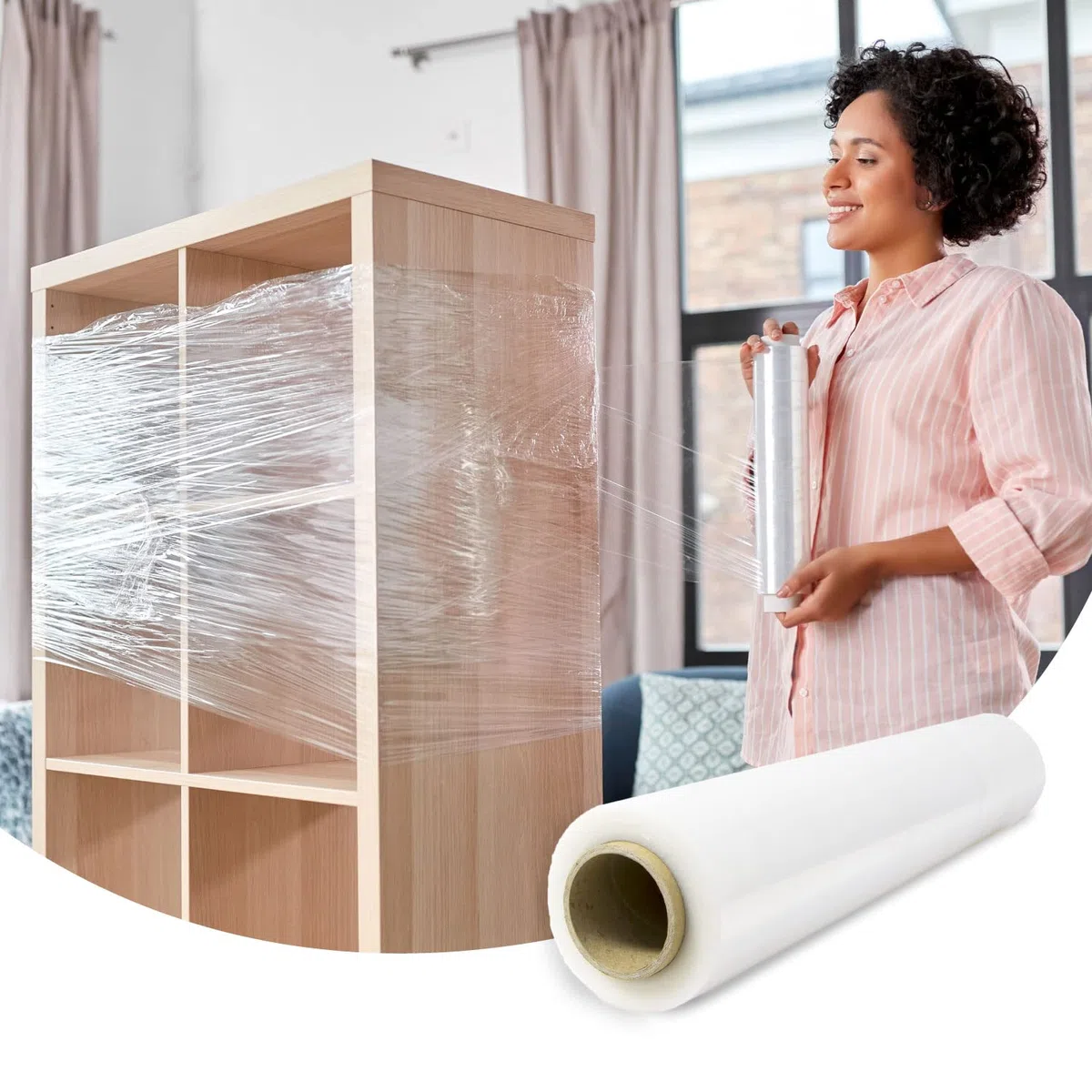 Film estensibile per imballaggio, film plastico trasparente per imballaggio, rotolo protettivo in plastica per spedizioni e traslochi, rotolo da 50 cm e fino a 400 m estensibile - Ofituria (1 unità)