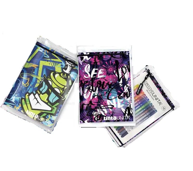 Tinta Unita Diario Agenda Scuola 2025/2026 Teen Street & Oh Oh – 12 Mesi Copertina in PVC con Cerniera – Pennarelli Brush Omaggio (Rosa)